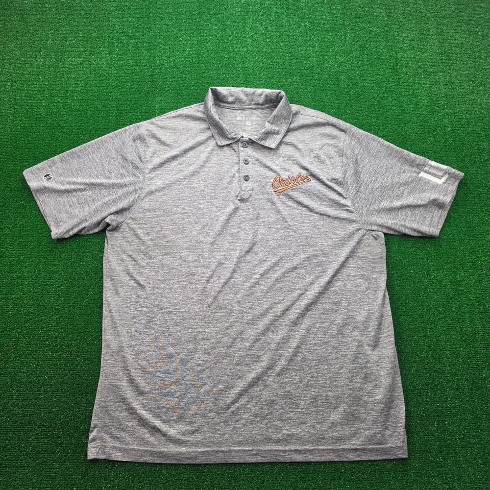 Baltimore Orioles Polo Shirt Mens XL Heather Grey Holloway Miller Lite Beer Golf